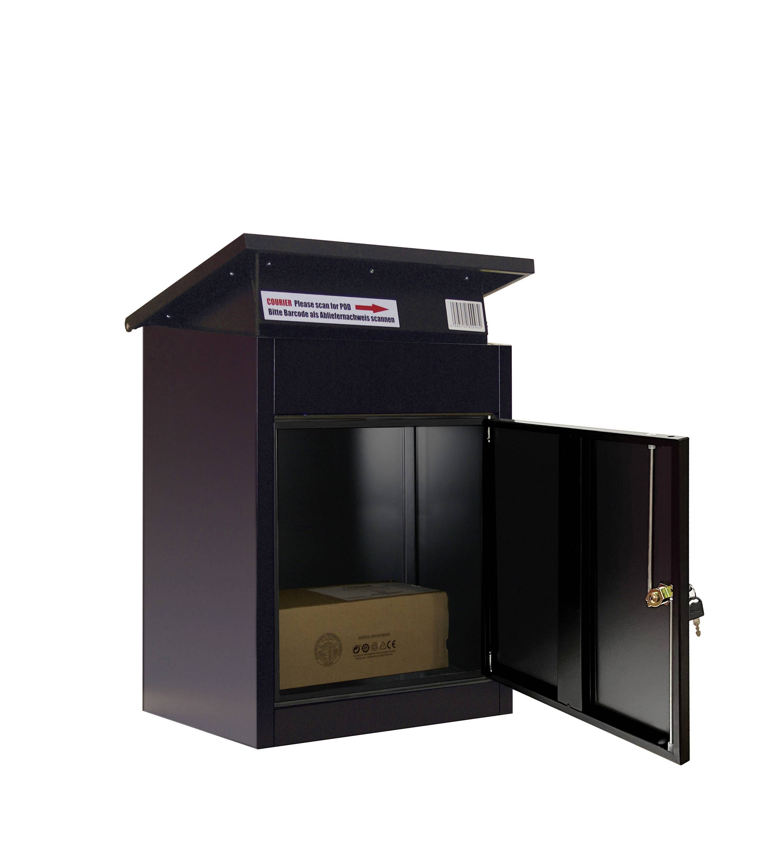 Phoenix PB0581BK Paketbriefkasten Stahl verzinkt Schwarz Schlüsselschloss