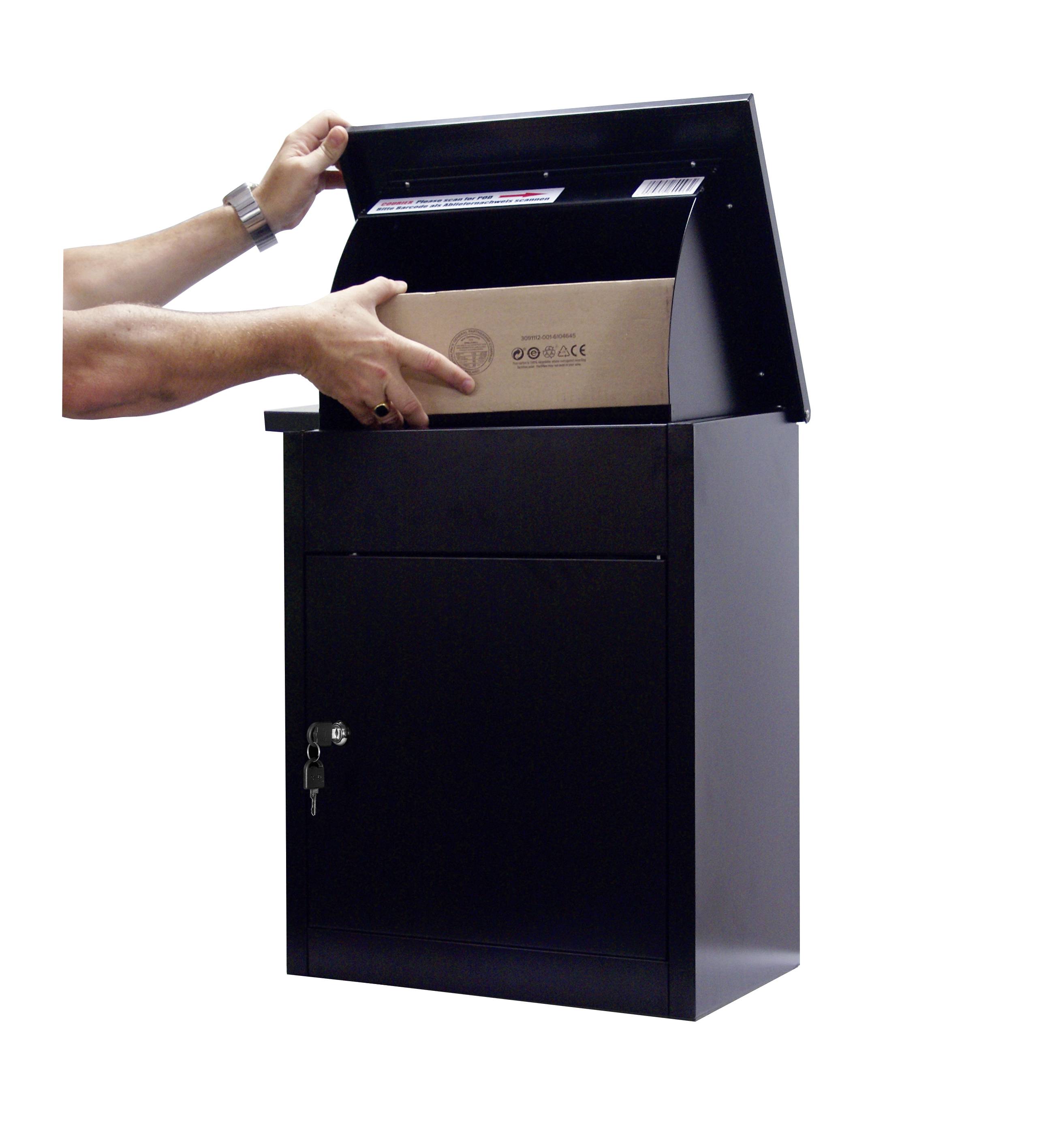 Phoenix PB0581BK Paketbriefkasten Stahl verzinkt Schwarz Schlüsselschloss