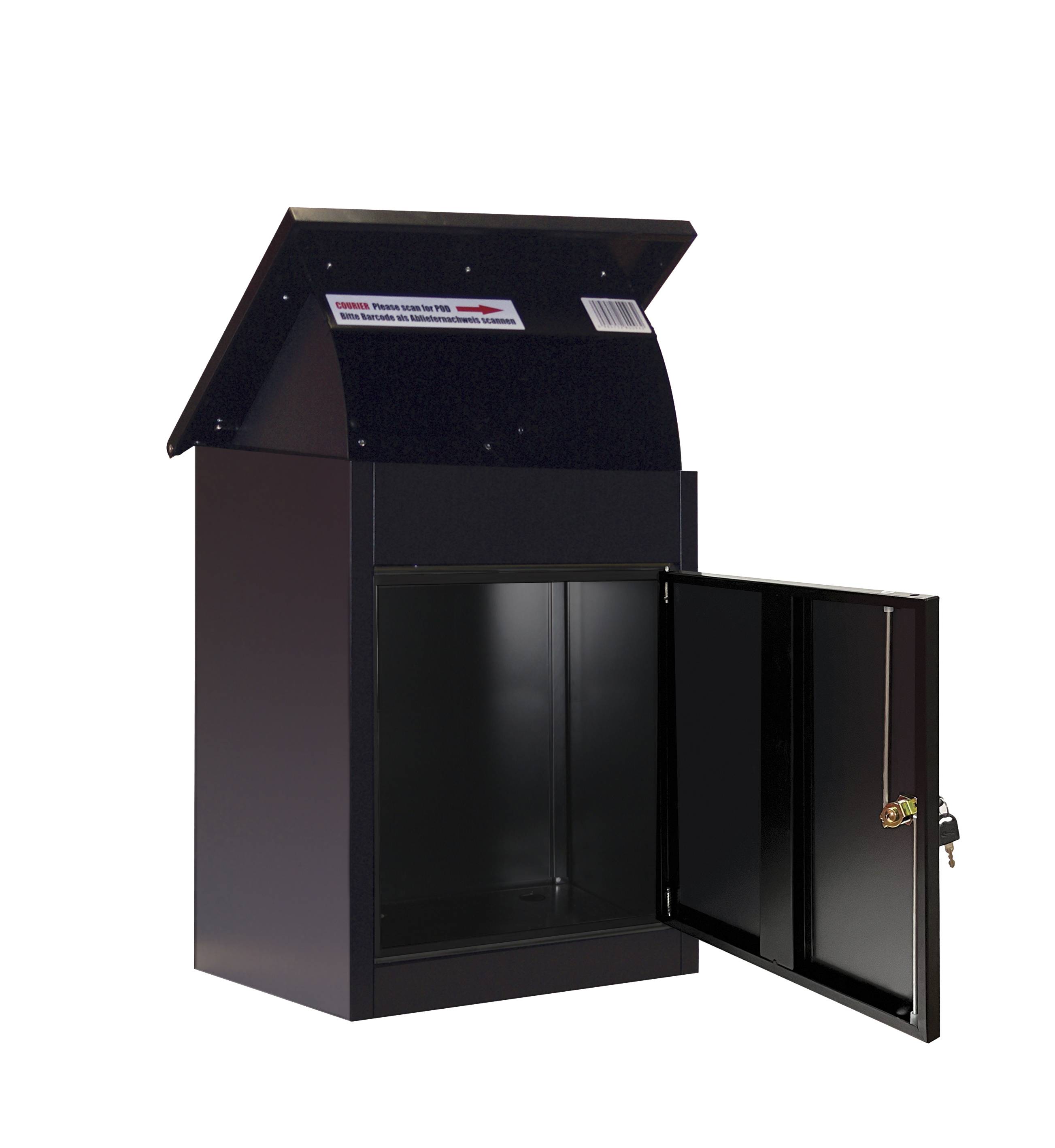 Phoenix PB0581BK Paketbriefkasten Stahl verzinkt Schwarz Schlüsselschloss