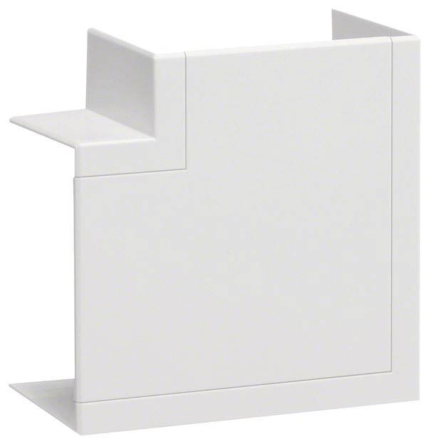 Ein weißer, moderner Buchstützenhalter mit minimalistischen, kantigen Designs. Geeignet als funktionaler und dekorativer Raumsparer.