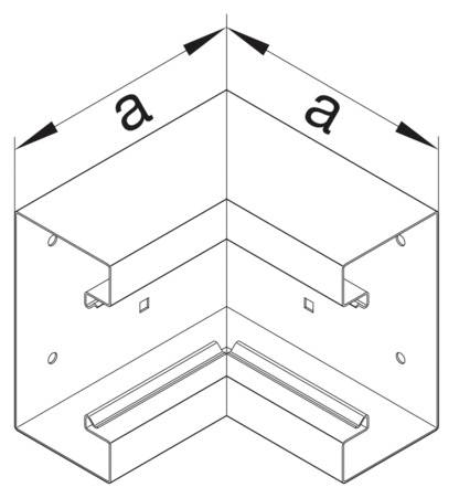 Diagramm mit einem Eckverbinder aus Metall in einer L-Form. Beide Seiten sind gleich lang, gekennzeichnet durch 'a'.