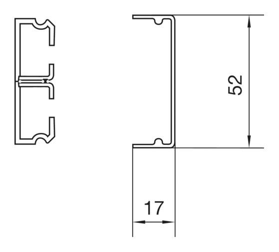 Querschnittszeichnung eines strukturellen Profils mit Maßen: Höhe 52 mm, Breite 17 mm.