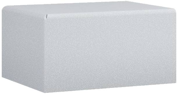 Silberne rechteckige Metallbox ohne sichtbare Öffnungen oder Griffe, genutzt zur sicheren Aufbewahrung technischer Geräte.
