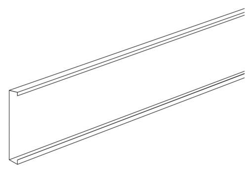 Eine technische Zeichnung eines langen, rechteckigen Stahlträgers mit U-Profil, zeigt die Form und Dimensionen des Bauteils.