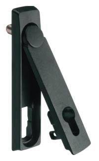 Ein schwarzer, klappbarer Ständer aus Metall, vermutlich für ein elektronisches Gerät. Er hat ein einfaches und funktionales Design.