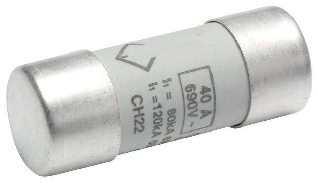 Zylindrische Sicherung mit Aufdruck 40 A, 690 V