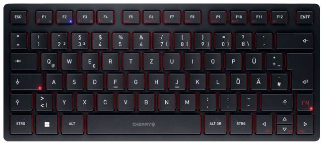 CHERRY KW 9200 MINI USB, Funk, Bluetooth® Tastatur Deutsch, QWERTZ Schwarz Abnehmbares Kabel