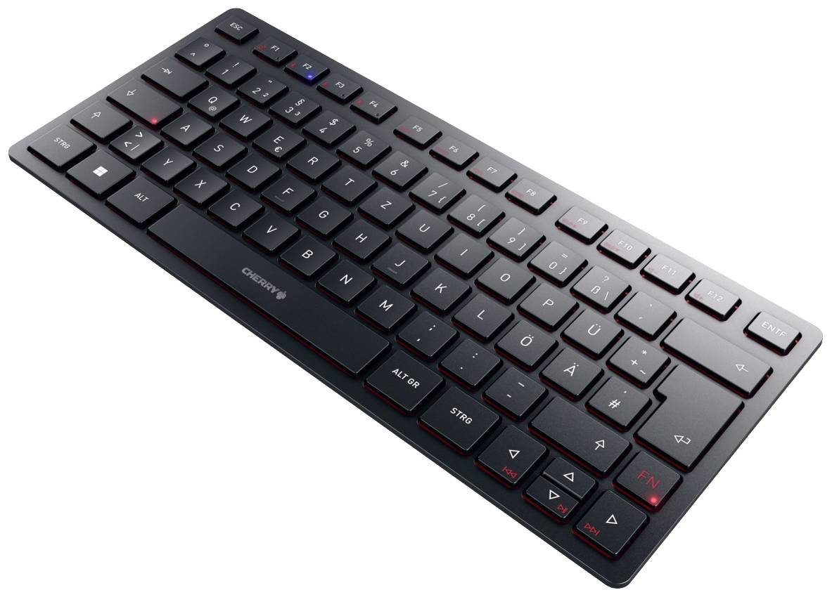 CHERRY KW 9200 MINI USB, Funk, Bluetooth® Tastatur Deutsch, QWERTZ Schwarz Abnehmbares Kabel