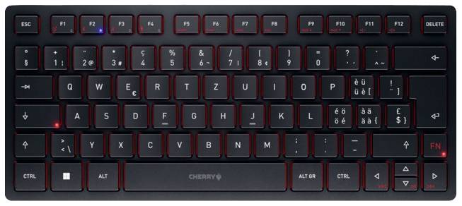 CHERRY KW 9200 MINI Tastatur Schweiz, QWERTZ Schwarz Abnehmbares Kabel