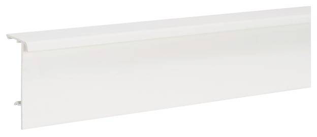 Weißes PVC-Wandabschlussteil in rechteckiger Form. Verwendet zur Abdeckung von Kanten oder Übergängen in Innenräumen.