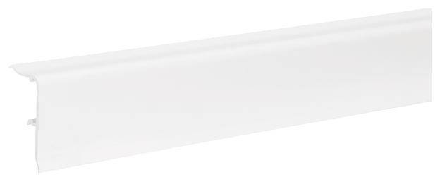Weiße Fußleiste aus Kunststoff, schlichtes Design, passend für moderne Innenräume.