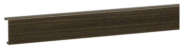 Braune Holzleiste mit einer glatten Oberfläche, verwendet als dekorative oder funktionale Kante in Innenräumen.