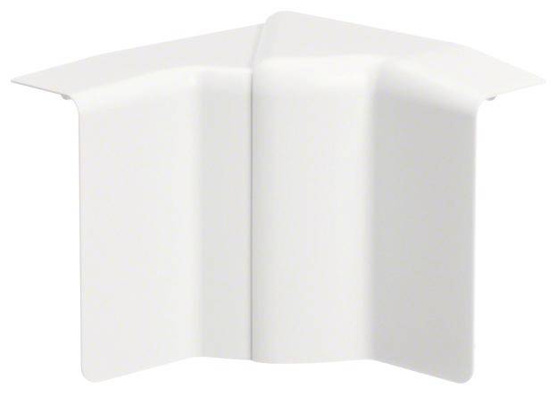 Ein weißer, abgewinkelter PVC-Abschlusswinkel zur Verkleidung von Kanten und Ecken, schützt vor Beschädigungen und sorgt für saubere Übergänge.