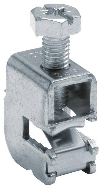 Metallklemme mit Schraubverschluss zur sicheren Fixierung von Kabeln oder Leitungen.