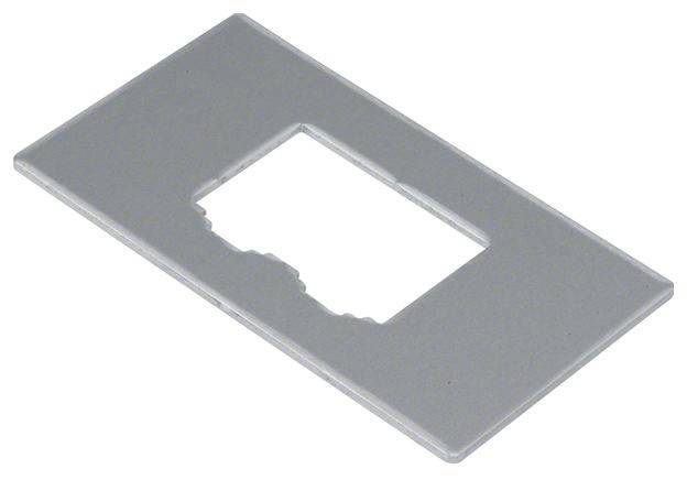 Rechteckige Metallplatte mit rechteckiger Aussparung in der Mitte, möglicherweise ein technisches Bauteil oder eine Abdeckung.