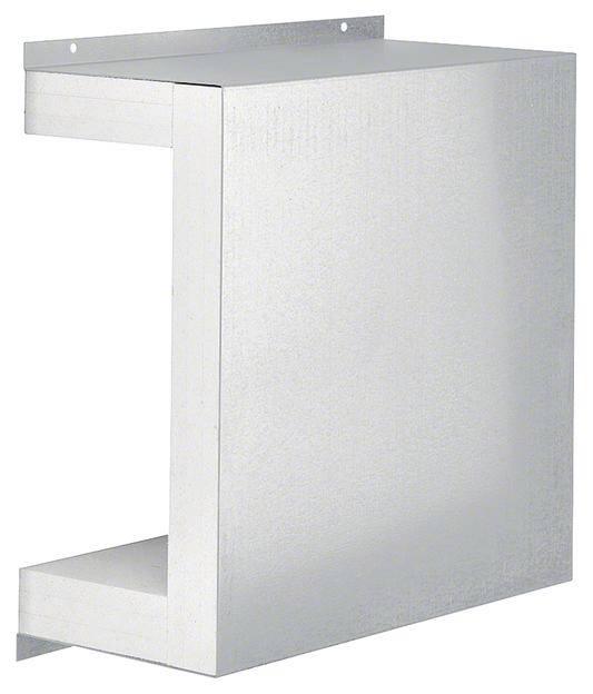 Metallkasten mit offener Vorderseite und Wandmontageoption.