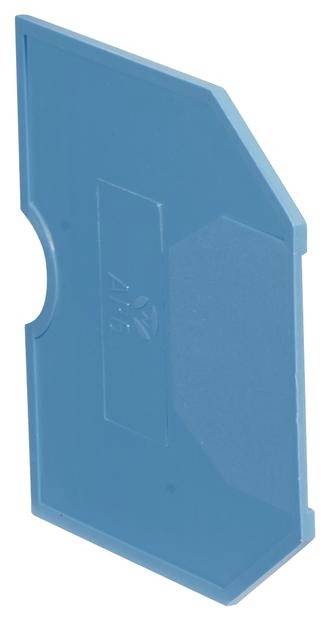 Ein rechteckiger, hellblauer Kunststofffilter in schräger Seitenansicht.