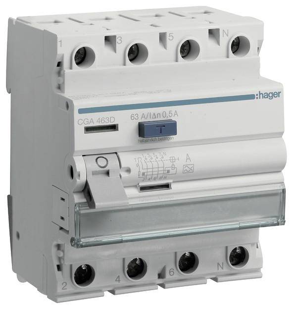 Hager FI-Schutzschalter A 4polig 63 A 0.5 A 400 V