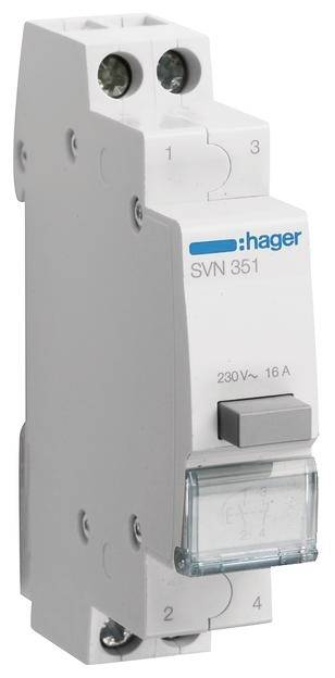 Hager Sicherungsautomat SVN 351, 230V, 16A. Einpoliger Schutzschalter, geeignet für den Einsatz in elektrischen Verteilern.