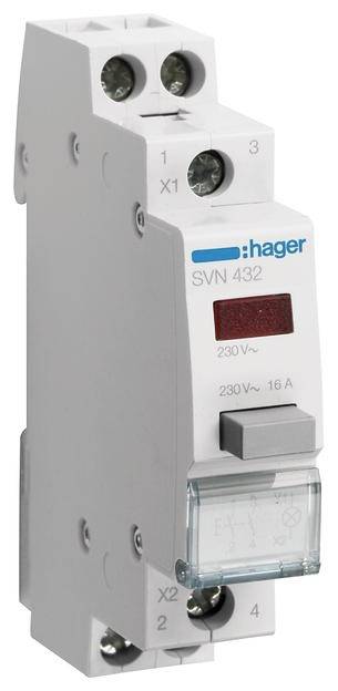 Ein Gerät mit der Aufschrift: Hager SVN 432, 230V~, 16A.