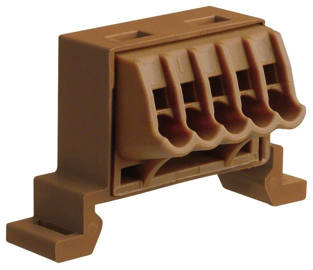 Brauner, rechteckiger Kunststoffstecker mit vier Öffnungen, geeignet für elektrische Verbindungen.