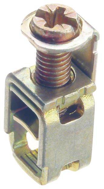 Eine Metall-Schnellanschlussklemme mit Schraube zur sicheren Verbindung von elektrischen Leitern.