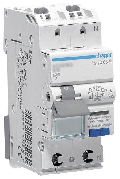 Hager FI-Schutzschalter/Leitungsschutzschalter 2polig 13 A 0.03 A 240 V