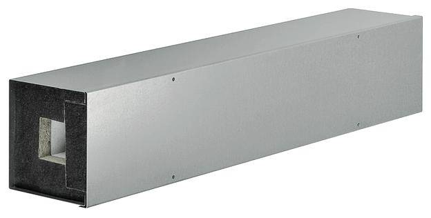 Ein rechteckiger, metallischer Lüftungskanal mit isolierter Innenwand für den Einsatz in Belüftungssystemen.