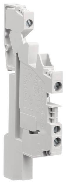 Grauer elektrischer Schaltgerät-Adapter mit Schraubbefestigungen, vertikale Ausrichtung. Ideal für Anschlussinstallationen geeignet.