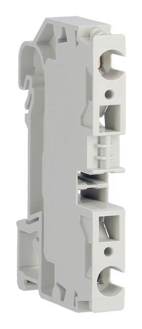 Ein graues elektrisches Bauteil, vertikal ausgerichtet, geeignet für den Einsatz in elektrischen Schaltungen oder Geräten.