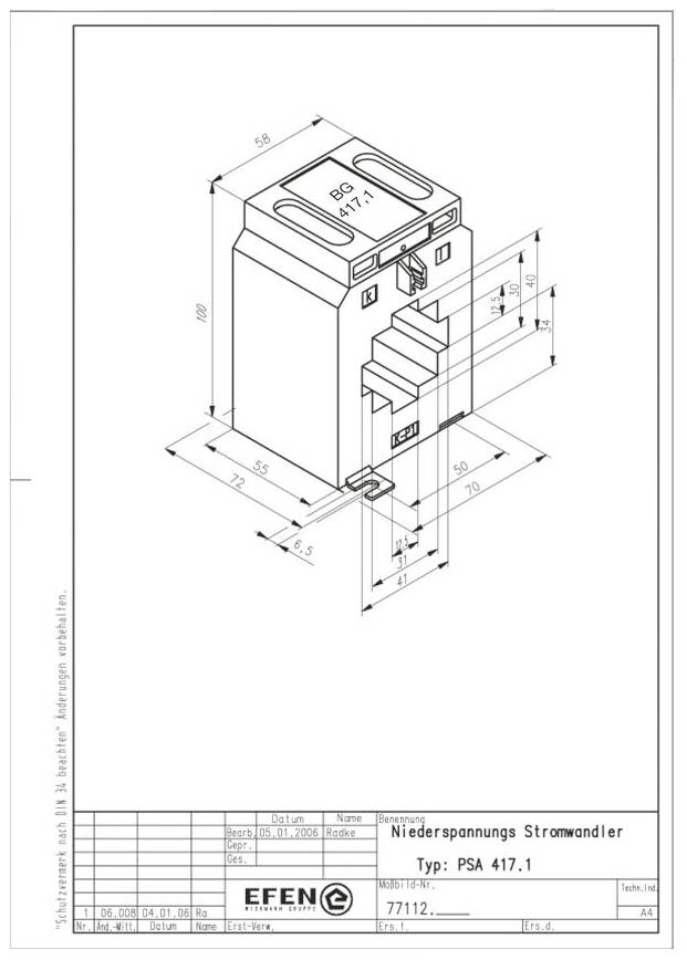 Hager SRE10005 Aufsteckstromwandler Primärstrom 1000A Sekundärstrom 5A 1St.