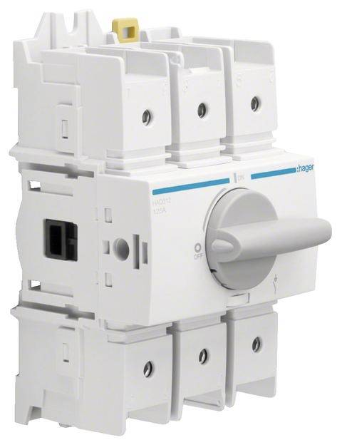 Schalter in Weiß mit zwei Positionen, 'ON' und 'OFF'. Hersteller-Logo oben rechts. Geeignet für elektrotechnische Anwendungen.