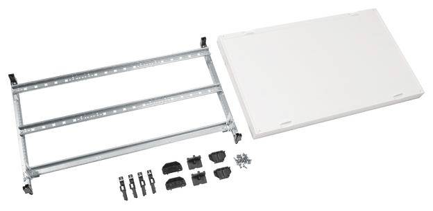 Montageset für Schubladen mit Metallgestell, Scharniere und Schrauben. Geeignet für modulare Schrank- oder Küchensysteme.
