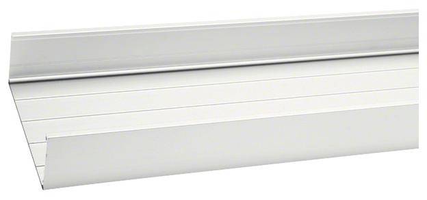 Weißes Aluminium-U-Profil, das als Kantenschutz oder zur Aufnahme von Materialien dient.