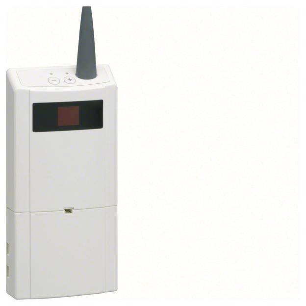 Weißes elektronisches Gerät mit Antenne, möglicherweise ein Kommunikations- oder Empfangsgerät.