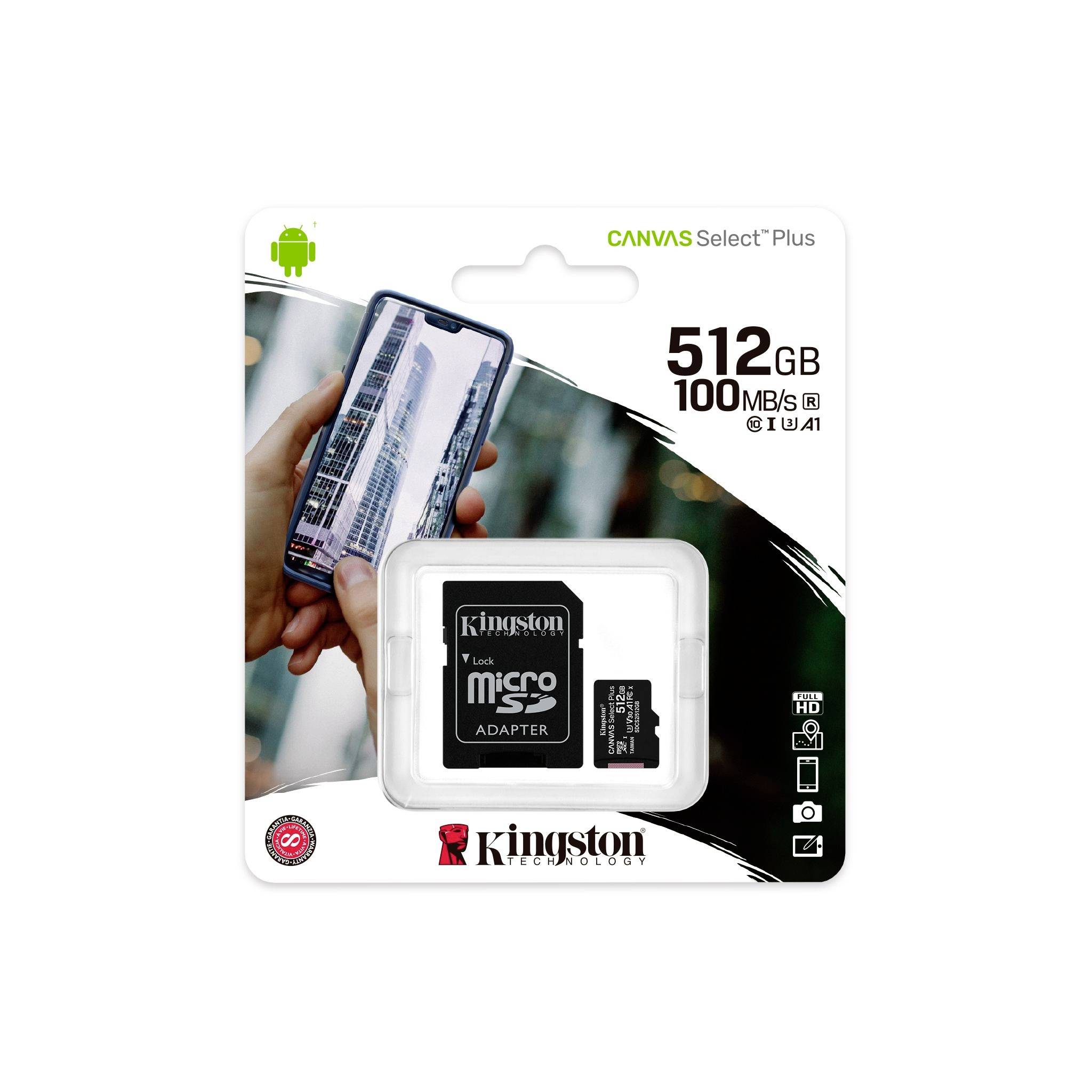 Kingston Canvas Select Plus SDXC-Karte 512GB Class 10 UHS-I inkl. SD-Adapter