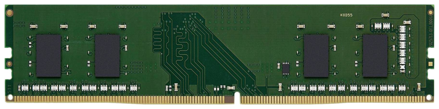 Ein grüner RAM-Riegel mit mehreren Chips auf der Oberfläche, typisch für Computer-Hardware, zur Verbesserung der Leistung und Geschwindigkeit.