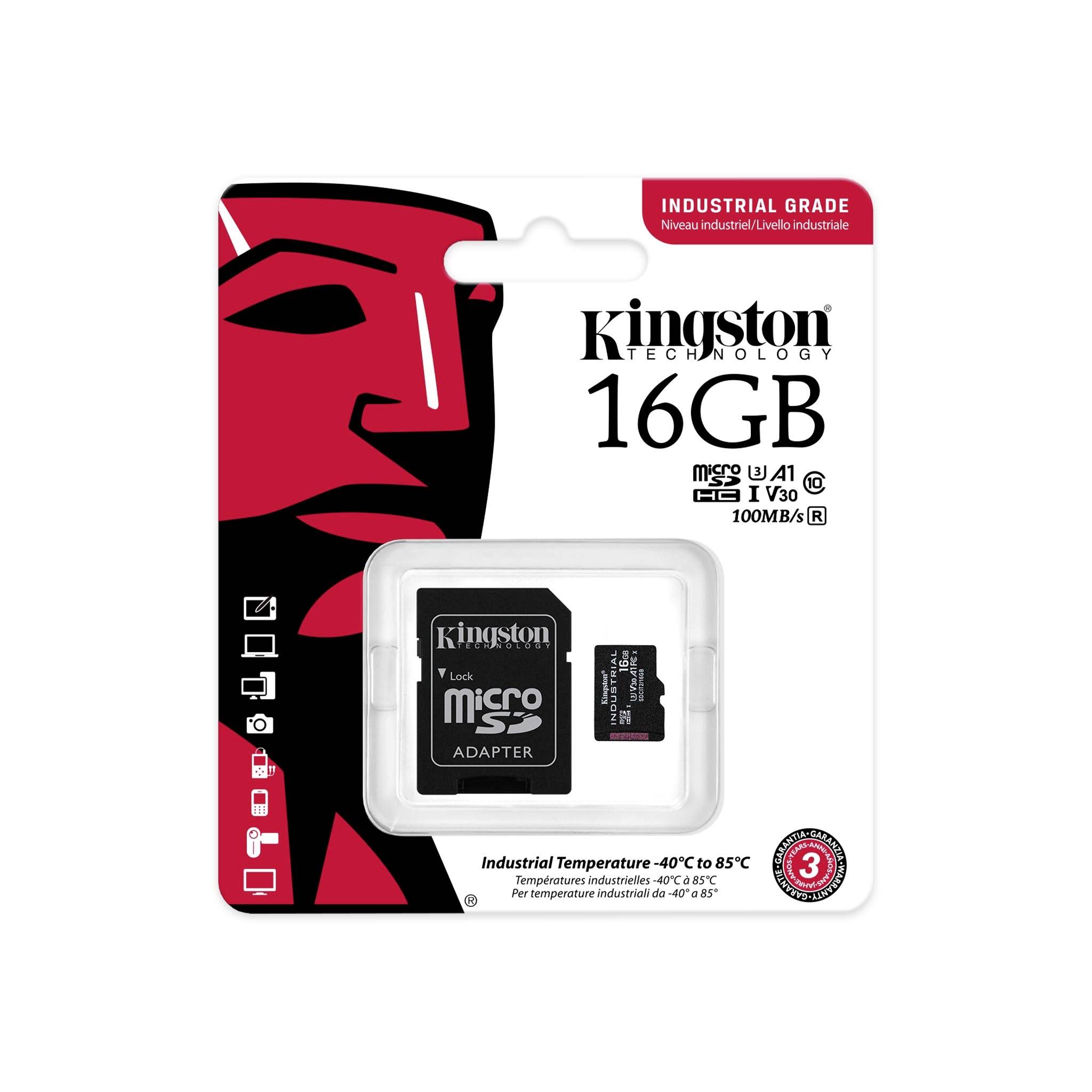 Kingston Industrial microSDHC-Karte 16 GB Class 10 UHS-I inkl. SD-Adapter