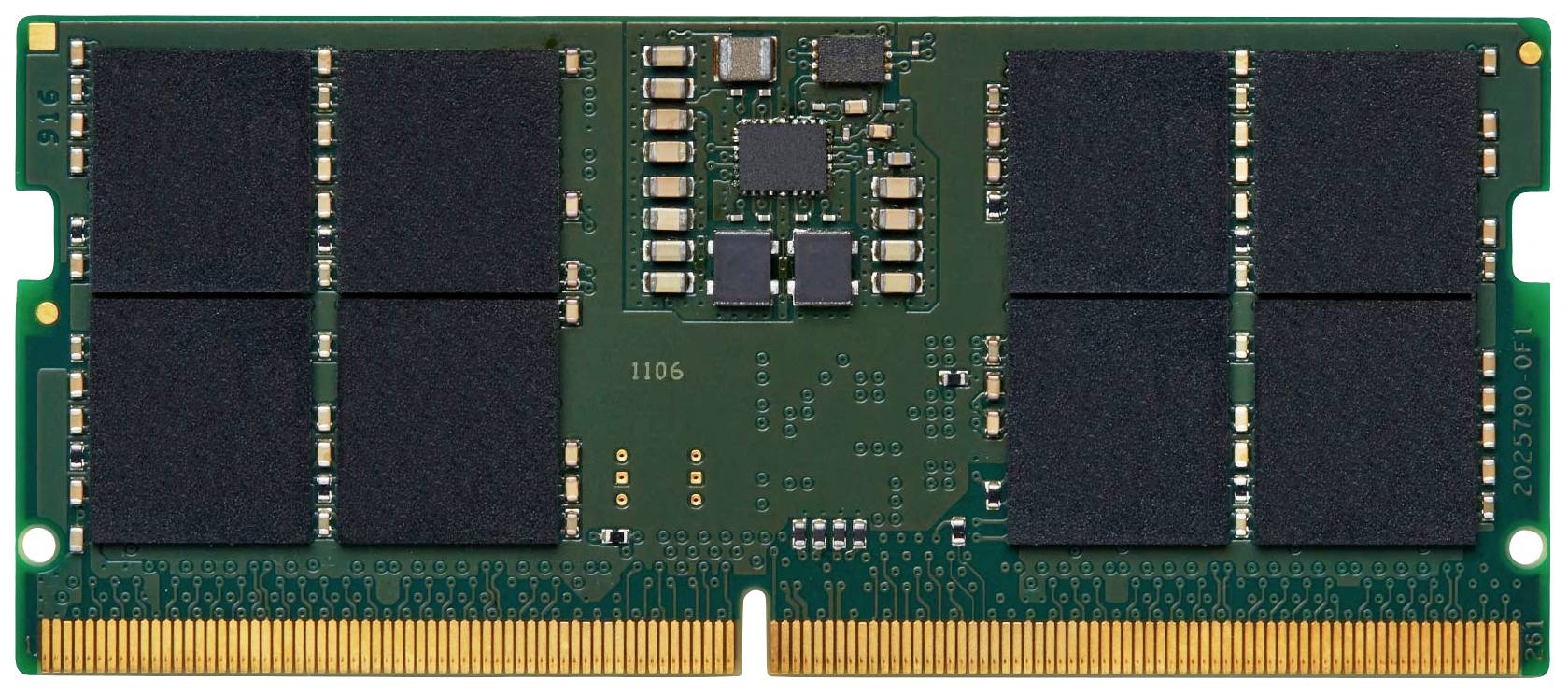 RAM-Modul mit grüner Leiterplatte und schwarzen Speicherchips; typisch in Computern für temporären Speicher verwendet.