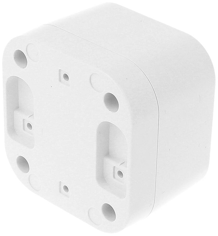Weiße, rechteckige elektrische Dose, seitlich abgebildet, ohne sichtbare Anschlüsse. Design für Wandmontage geeignet.