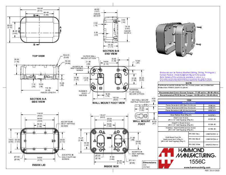 Hammond Electronics 1556CGY Universal-Gehäuse 120 x 80 x 45 ABS Kunststoff flammhemmend Grau 1St.