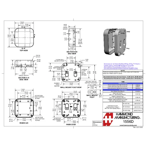 Hammond Electronics 1556DBK Universal-Gehäuse 120 x 120 x 45 ABS Kunststoff flammhemmend Schwarz 1St. Hammond Electronics 1556DBK Universal-Gehäuse 120 x 120 x 45 ABS Kunststoff flammhemmend Schwarz 1St.