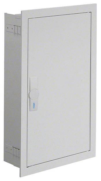 Weiße, rechteckige Wandmontagebox mit Tür und Griff, geeignet zur Unterbringung von elektrischen oder technischen Geräten.