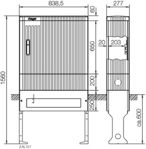 Hager ZAL157 Verteilersäule Grau (RAL 7035)