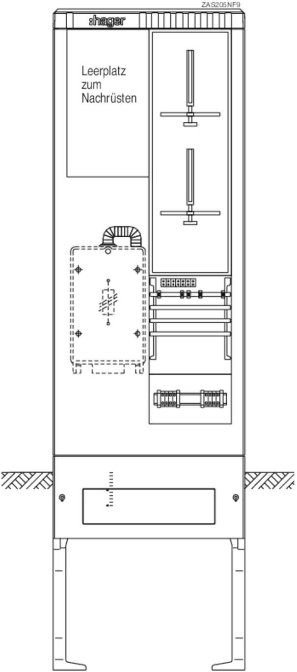 Schaltplan einer elektrischen Steuerung mit Beschriftung 'Leerplatz zum Nachrüsten', zeigt Bauteile und Verkabelung.