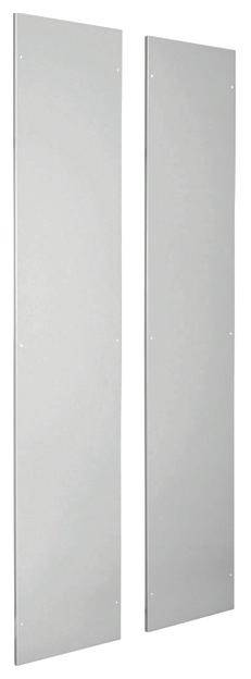 Zwei schmale, rechteckige, silberne Metallplatten stehen nebeneinander vor einem weißen Hintergrund, ohne sichtbare Muster.