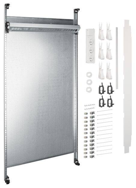 Türrahmen-Kit mit Montagematerial und Zubehör, inklusive Scharnieren, Griffen und Schrauben.