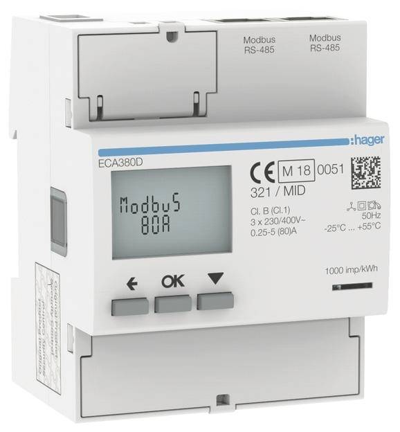 Hager ECA380D Wechsel-, Drehstromzähler 1St.