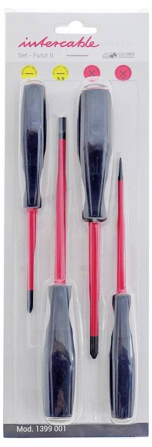 Intercable 1399001 VDE Schraubendreher-Set 4teilig Kreuzschlitz Phillips, Schlitz