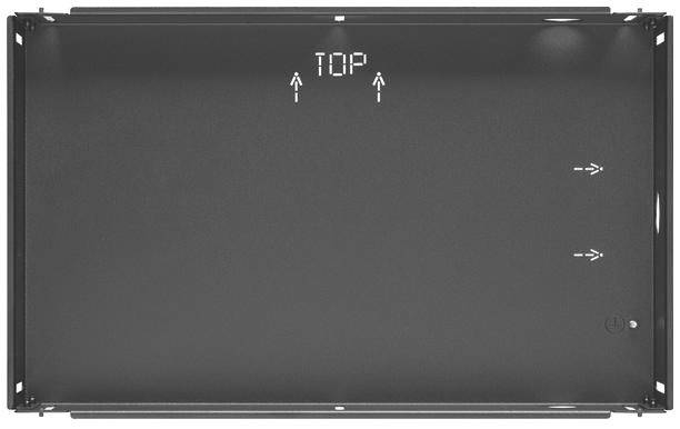Gehäuseinnenseite mit Aufschrift 'TOP' und Pfeilen nach oben und rechts.